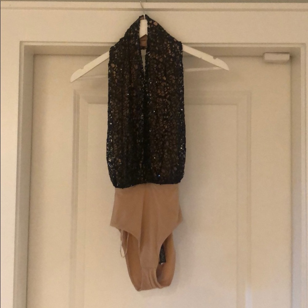 Sequin halter body suit